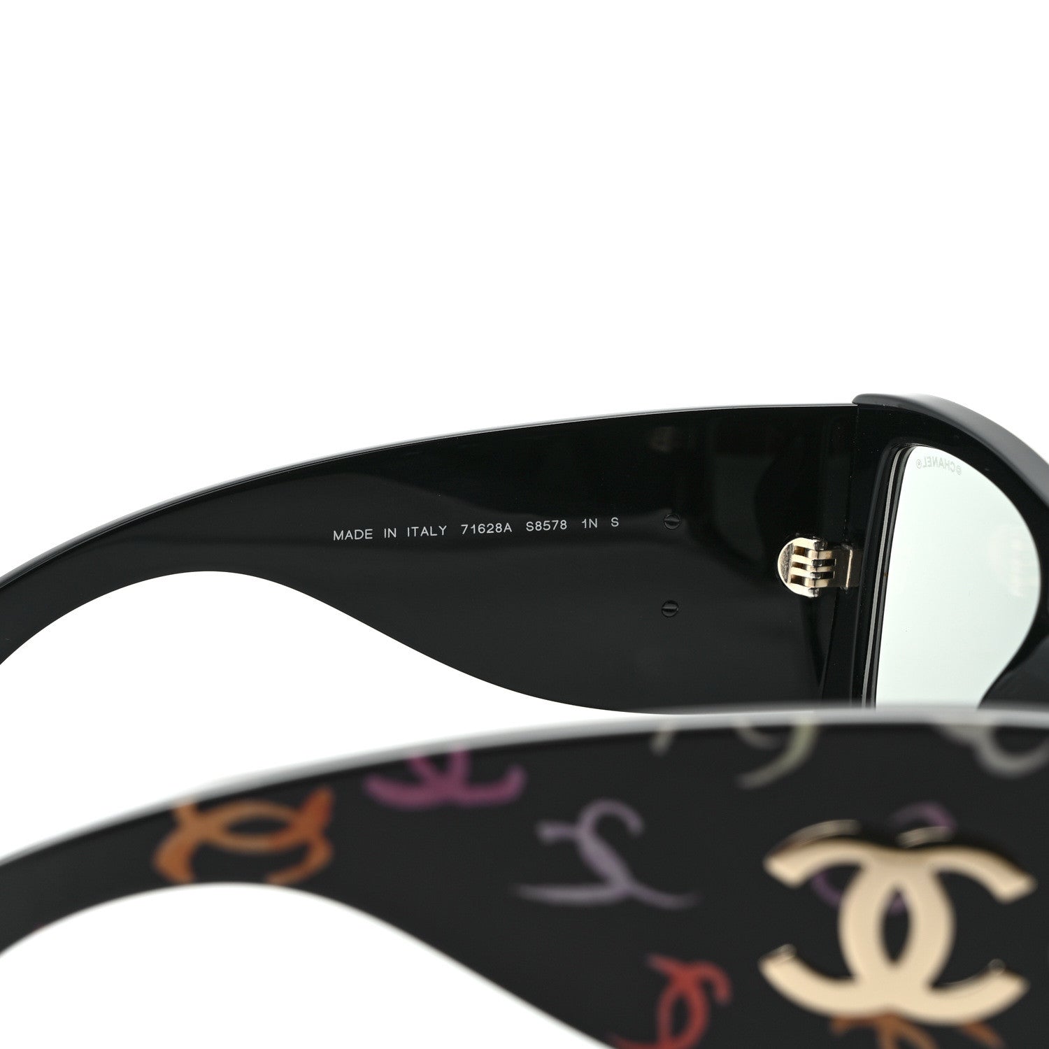 Chanel Acetate CC Logo Square Sunglasses 71628 Black Multicolor 7 of 8