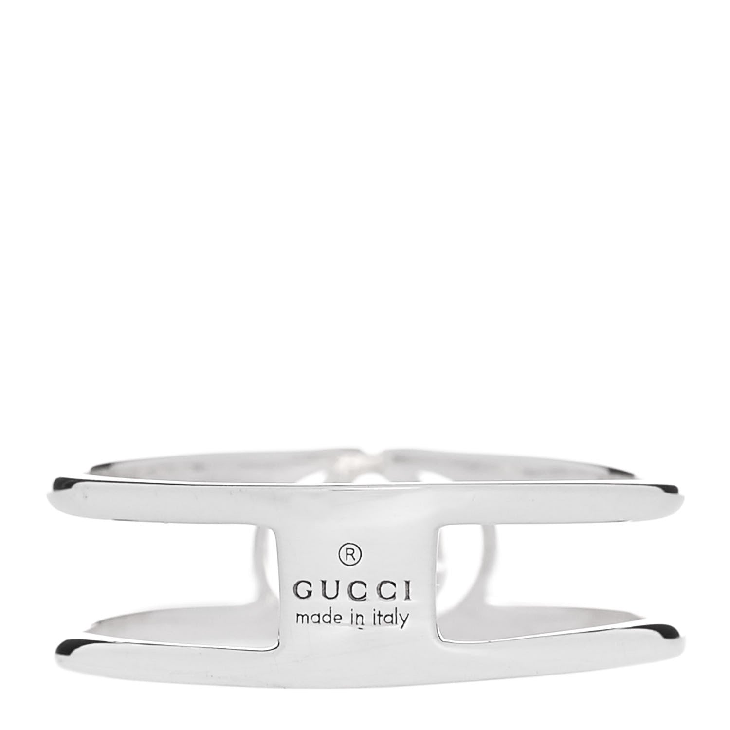 Gucci Sterling Silver 6mm Interlocking G Open Band Ring 53 6.25 3 of 4