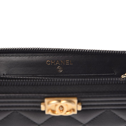 Chanel Caviar Quilted Small Boy Zip Around Wallet Black 8 of 9
