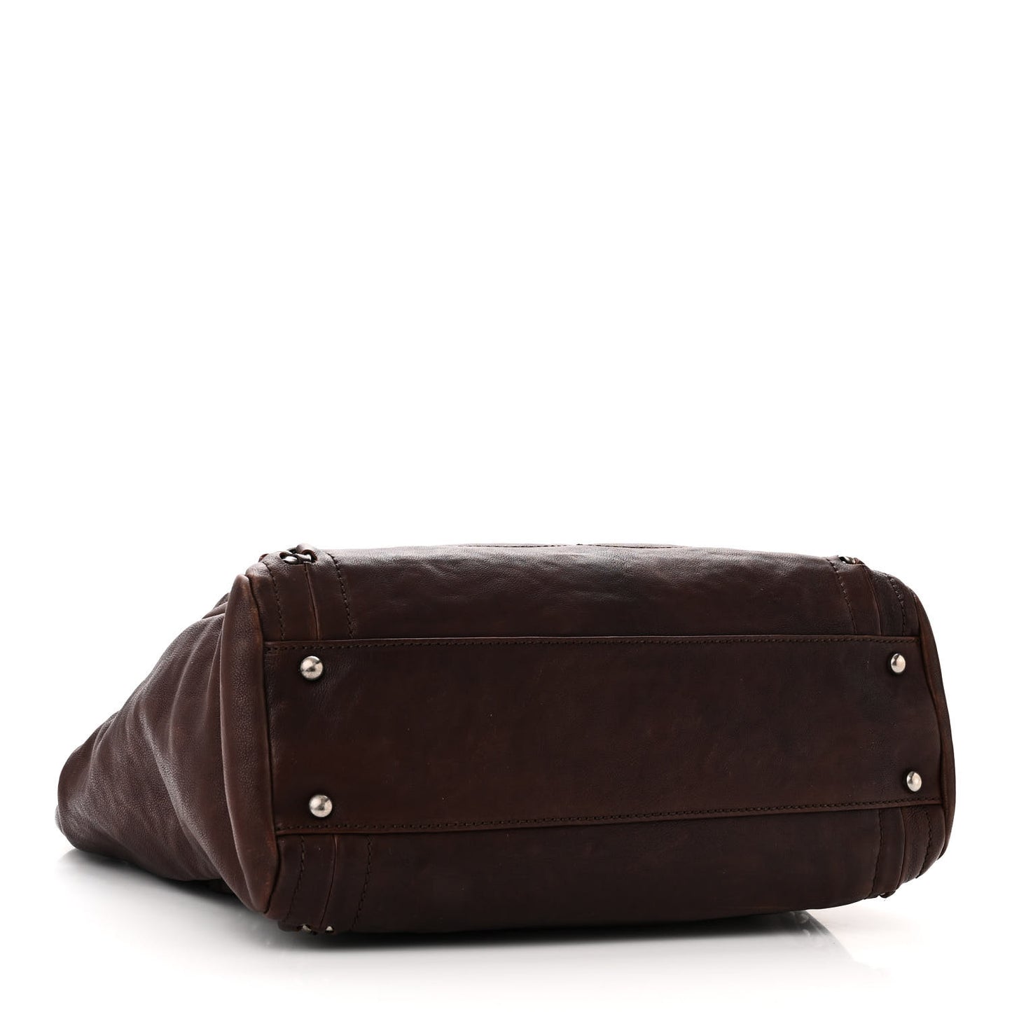 Glazed Calfskin Modern Chain Tote Burgundy