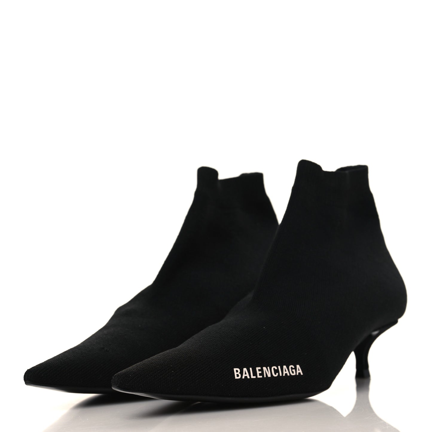Recycled Knit Logo Pointed Toe Knife 40mm Booties 37 Black White