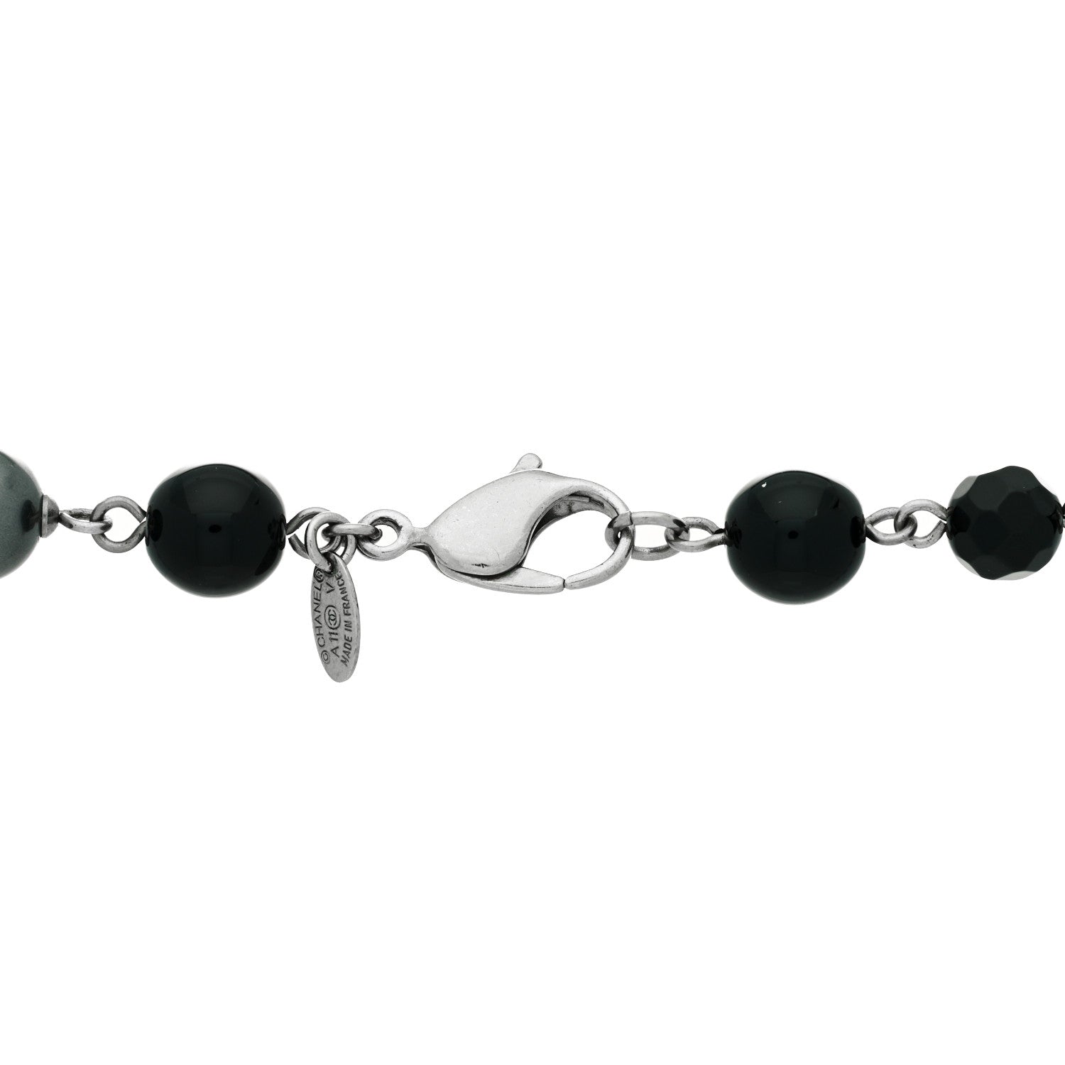 Chanel Ruthenium Beaded CC Long Necklace Black 4 of 5