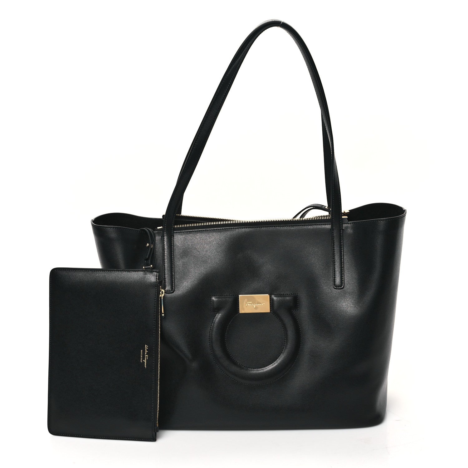 Salvatore Ferragamo Calfskin Medium Gancini Tote Black 3 of 10