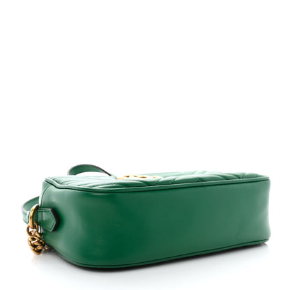 Gucci Calfskin Matelasse Small GG Marmont Chain Shoulder Bag Emerald Green 4 of 11
