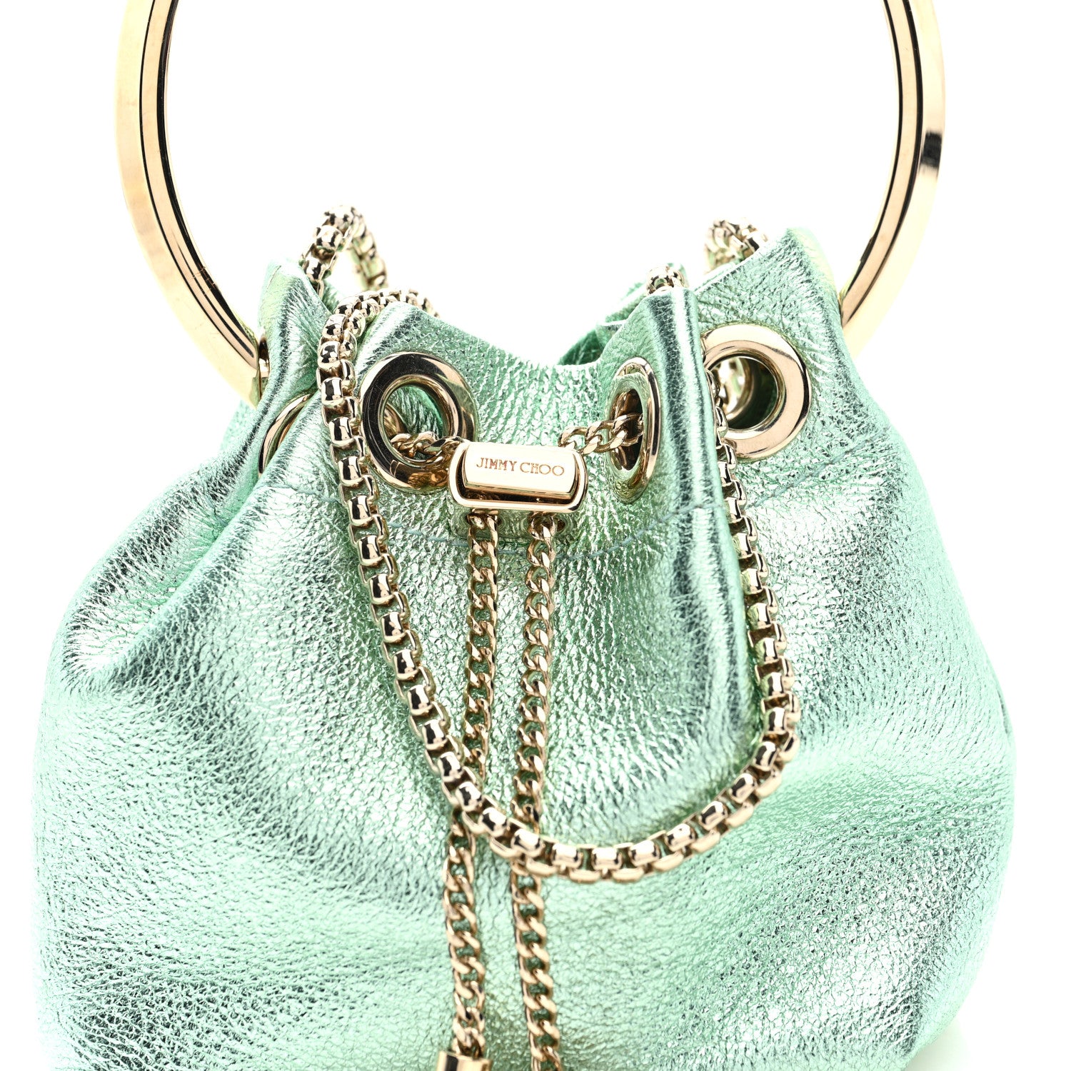 Jimmy Choo Metallic Nappa Micro Bon Bon Bag Smoke Green 12 of 17