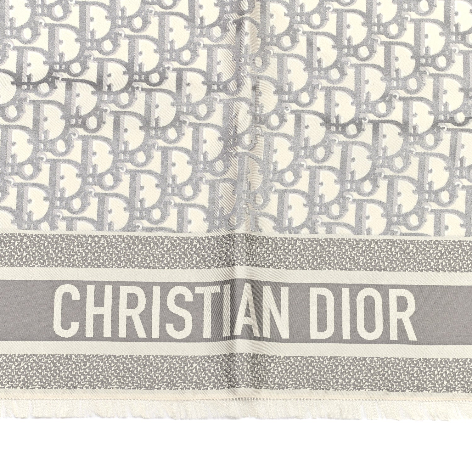 Christian Dior Silk Oblique Scarf Grey 3 of 10