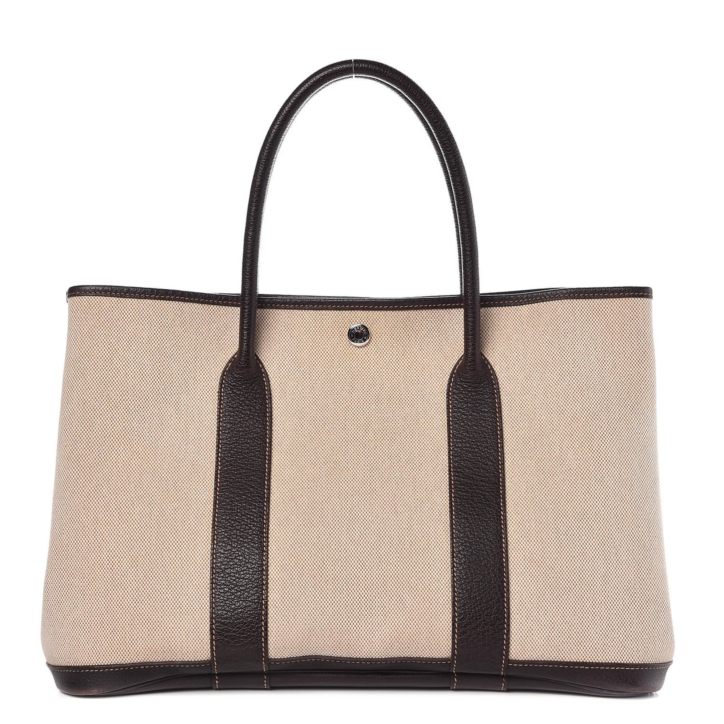 Buffle Sindhu Toile Garden Party 36 MM Tote Marron Fonce