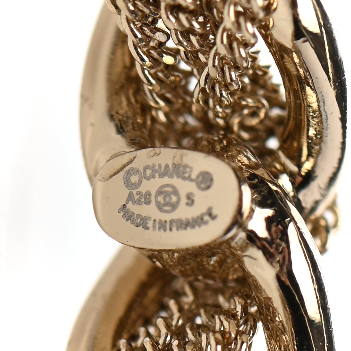 Lambskin CC Chain Hoop Earrings Gold