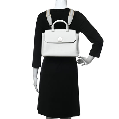 MCM Grained Calfskin Medium Milla Convertible Backpack White Flake 2 of 14