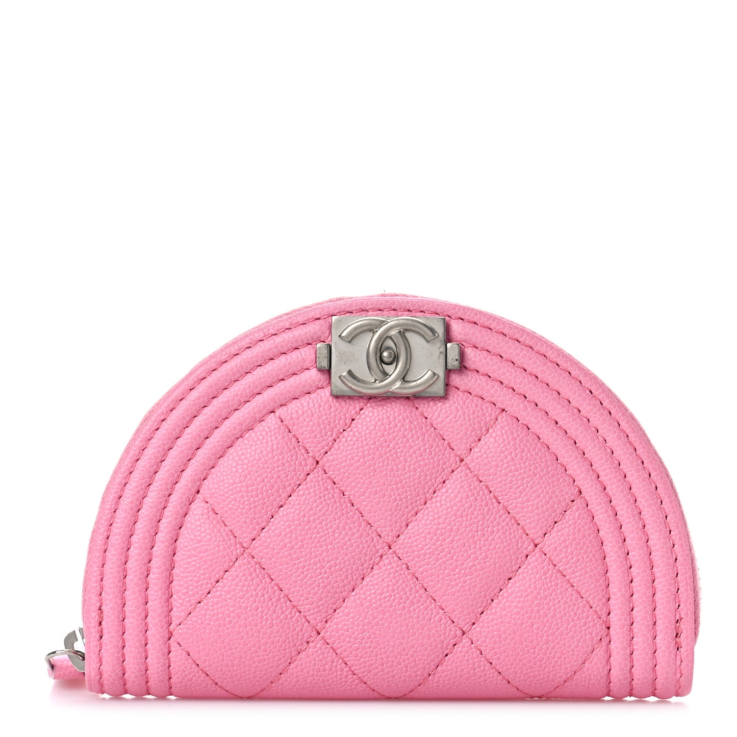 Caviar Quilted Boy Zipped Coin Purse Light Pink
