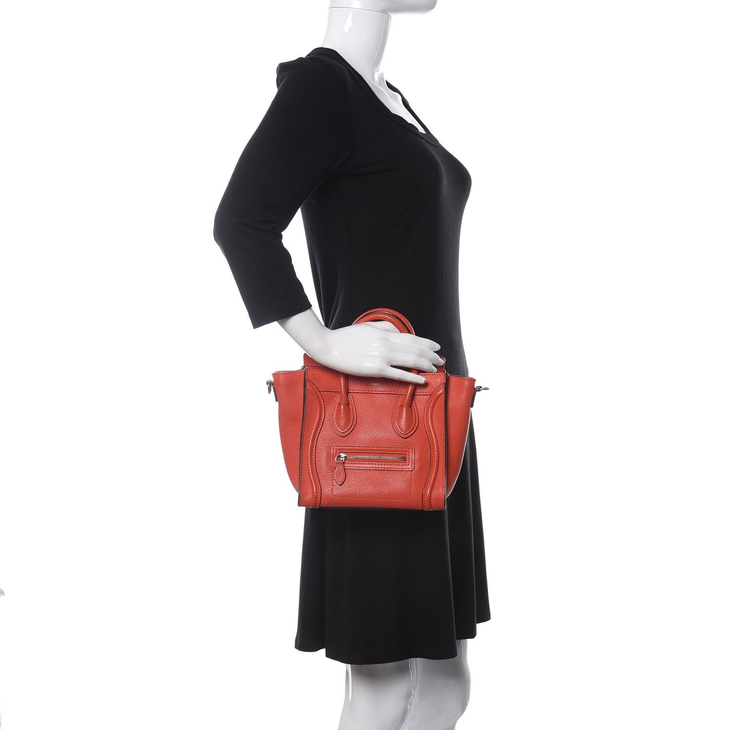 Drummed Calfskin Nano Luggage Vermillion