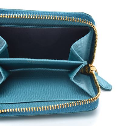 Prada Saffiano Metal Zip Coin Purse Turchese 5 of 9