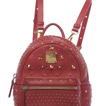 MCM Calfskin Stud X-Mini Stark Bebe Boo Backpack Red 8 of 15
