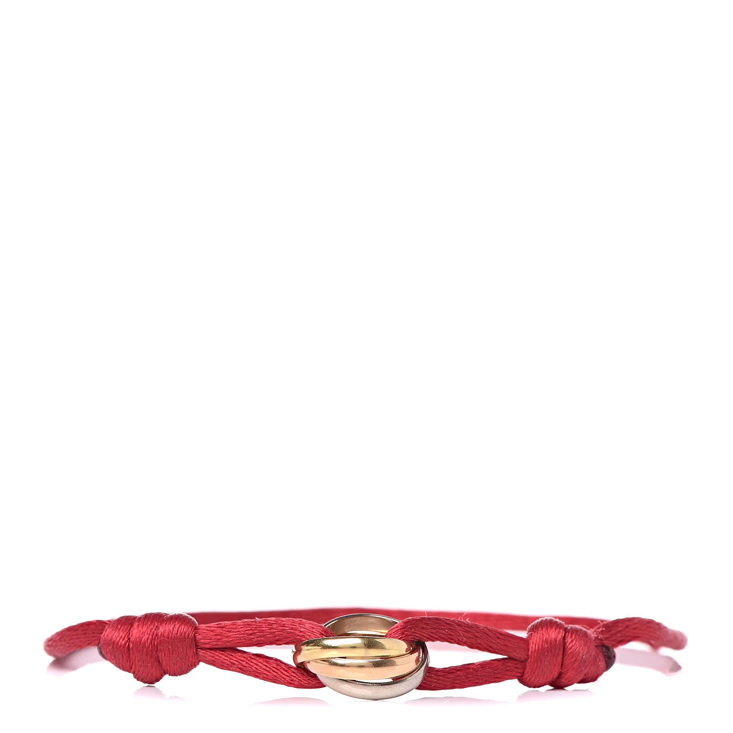 Cartier 18K Pink Yellow White Gold Trinity Cord Bracelet Red 1 of 6