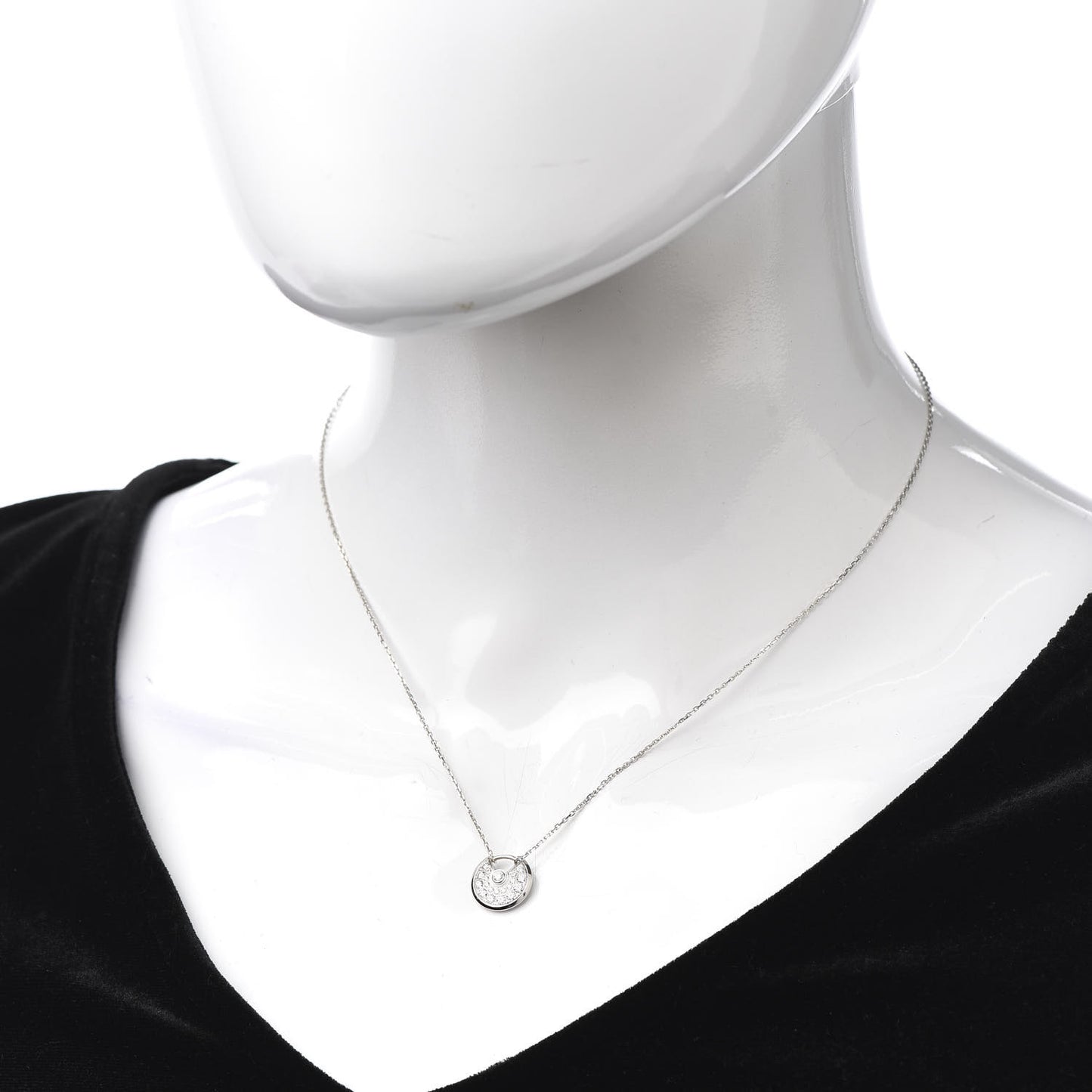 18K White Gold Diamond XS Amulette de Pendant Necklace