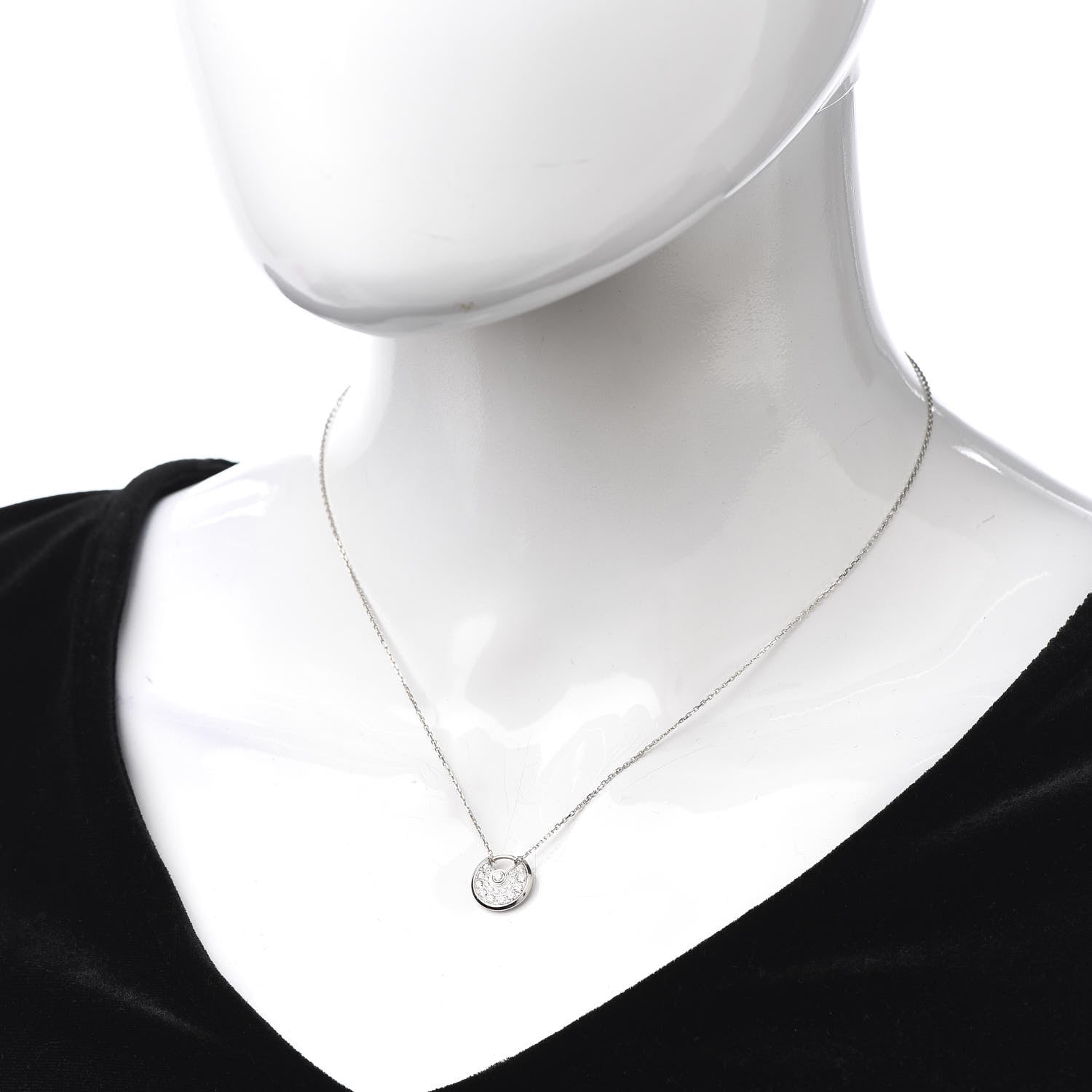 Cartier 18K White Gold Diamond XS Amulette de Pendant Necklace 2 of 5