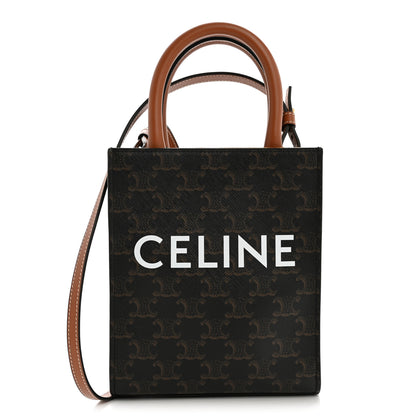 Celine Triomphe Canvas Calfskin Mini Vertical Cabas Tan 1 of 12