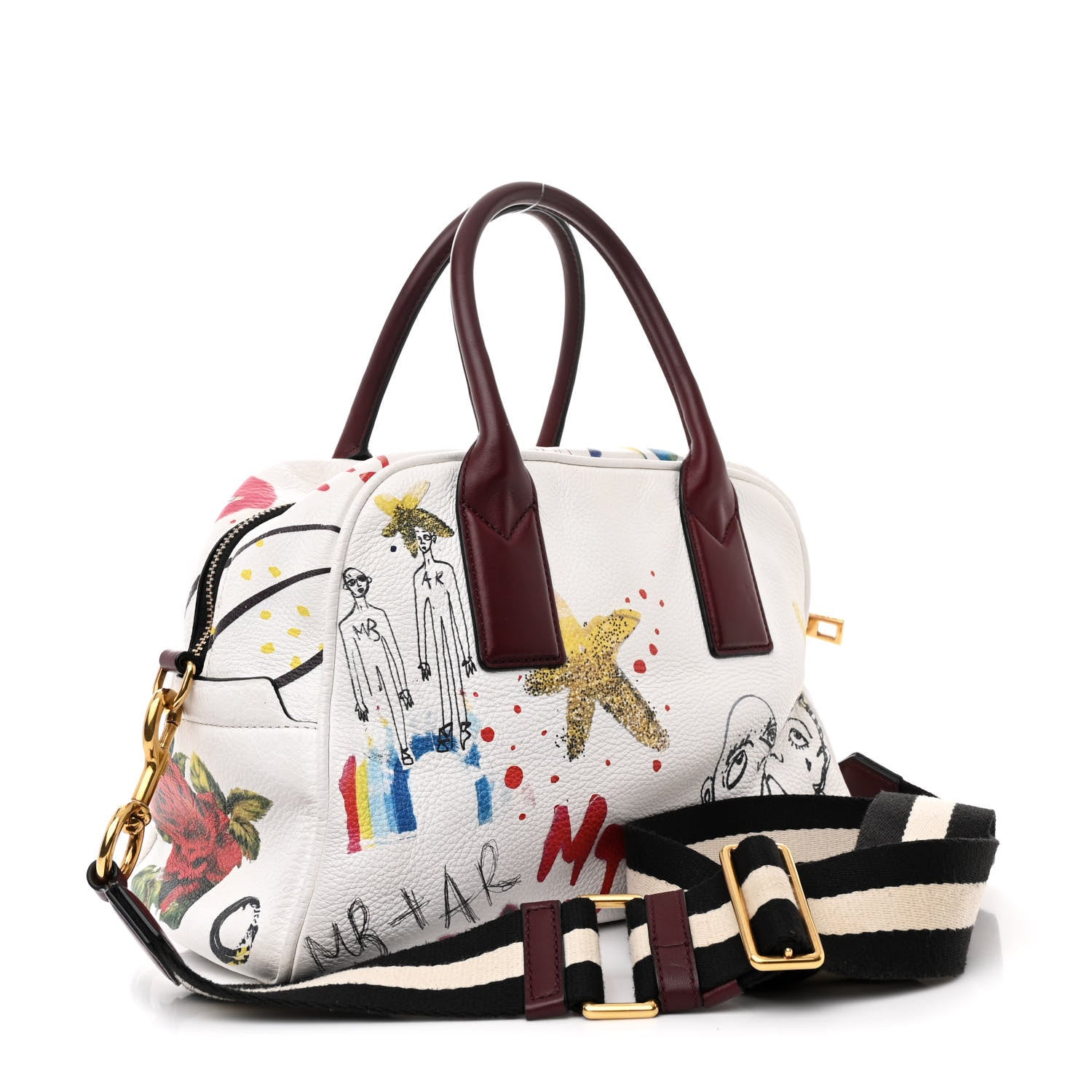 Marc Jacobs Calfskin Graffiti Satchel Bag Off White 3 of 10