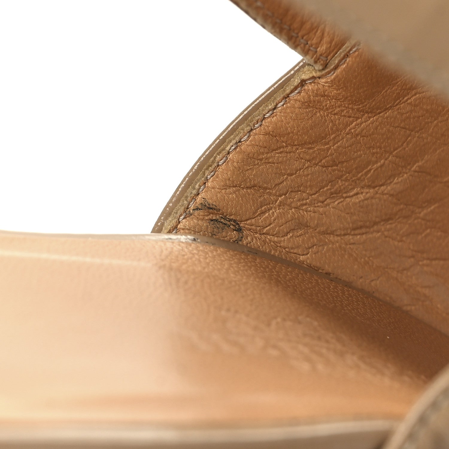 Hermes Patent Calfskin Perforated H Platform Sandals 37 Beige 8 of 9