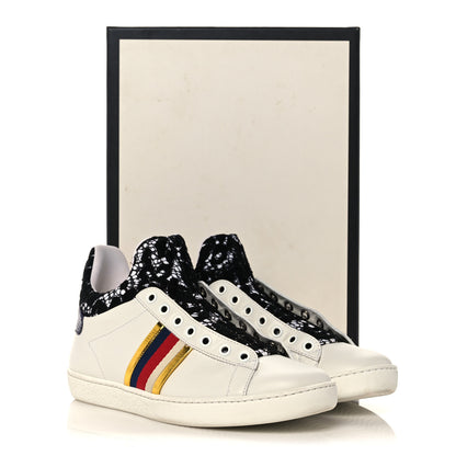 Gucci Calfskin Lace Ayers Sylvie Web New Womens Ace High Top Sneakers 37 White 10 of 10