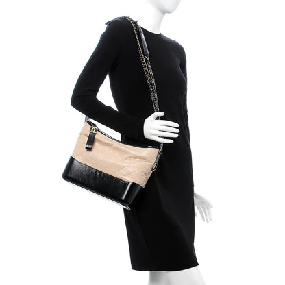 Chanel Aged Calfskin Quilted Medium Gabrielle Hobo Beige Black 3 of 9
