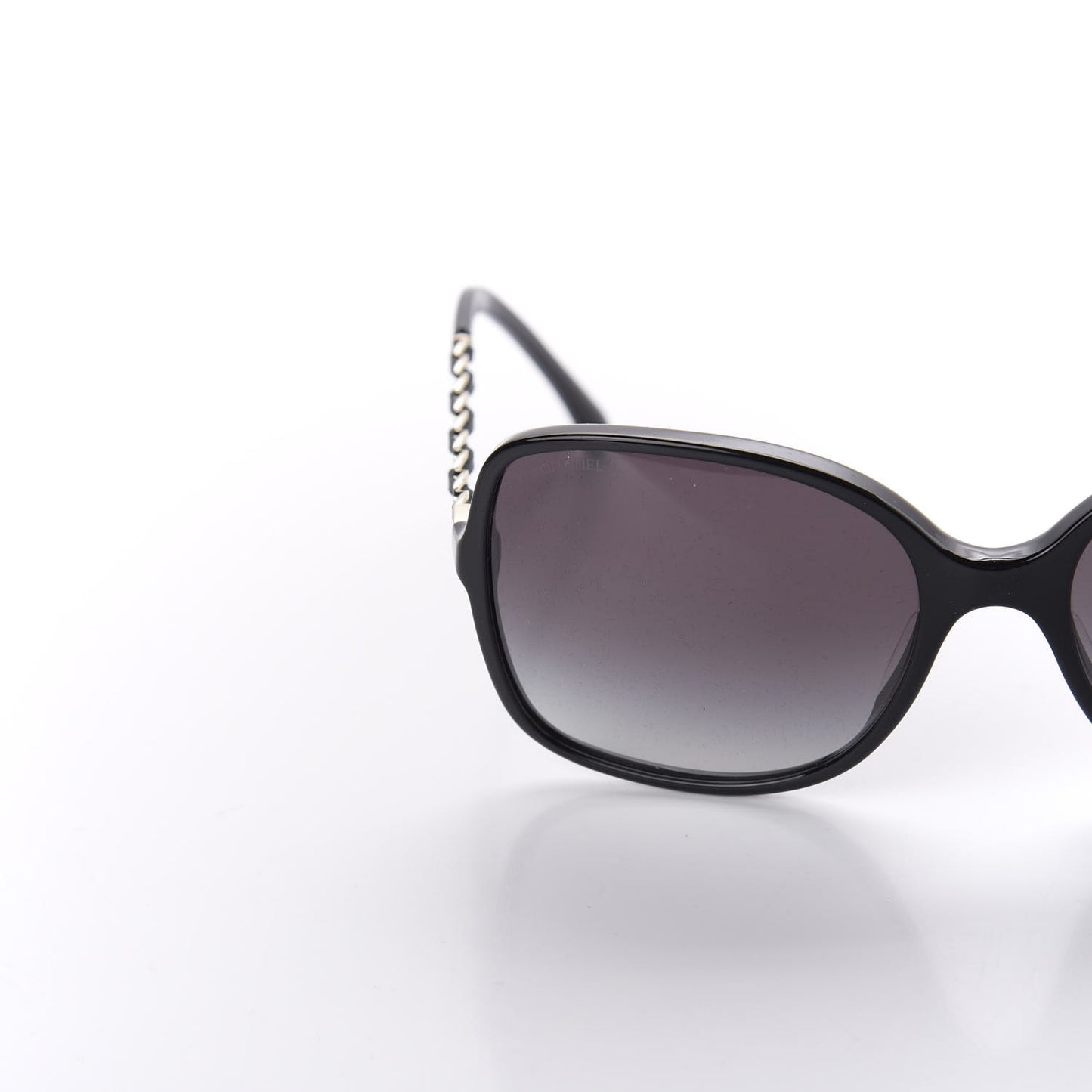 Lambskin Square Chain Sunglasses 5210-Q Black