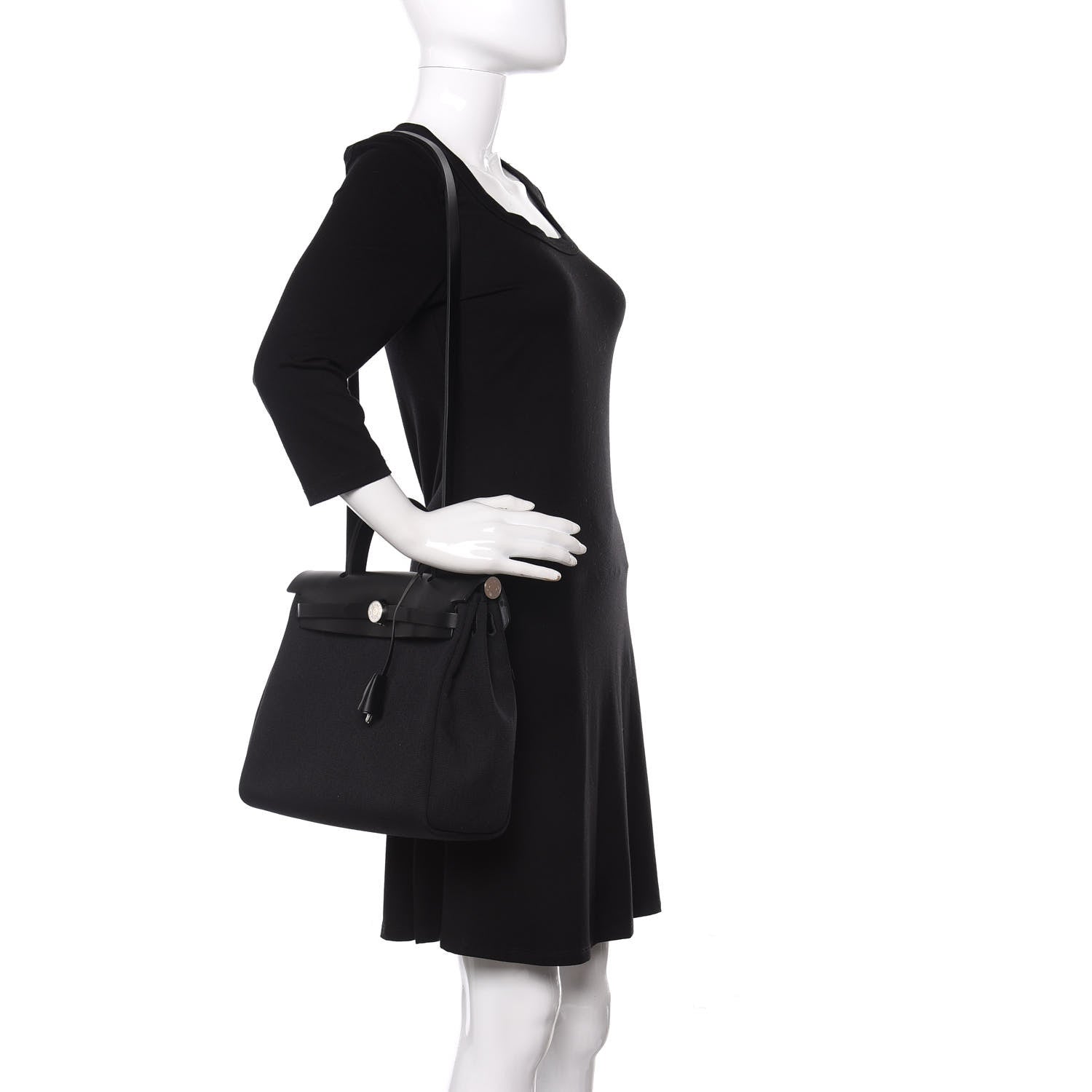 Hermes Military Toile Vache Hunter Herbag Zip PM 31 Black 2 of 10