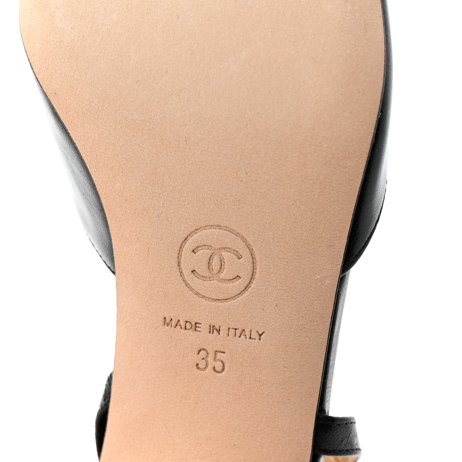 Chanel Goatskin Grosgrain Cap Toe CC Slingback Pumps 35 Black 7 of 9