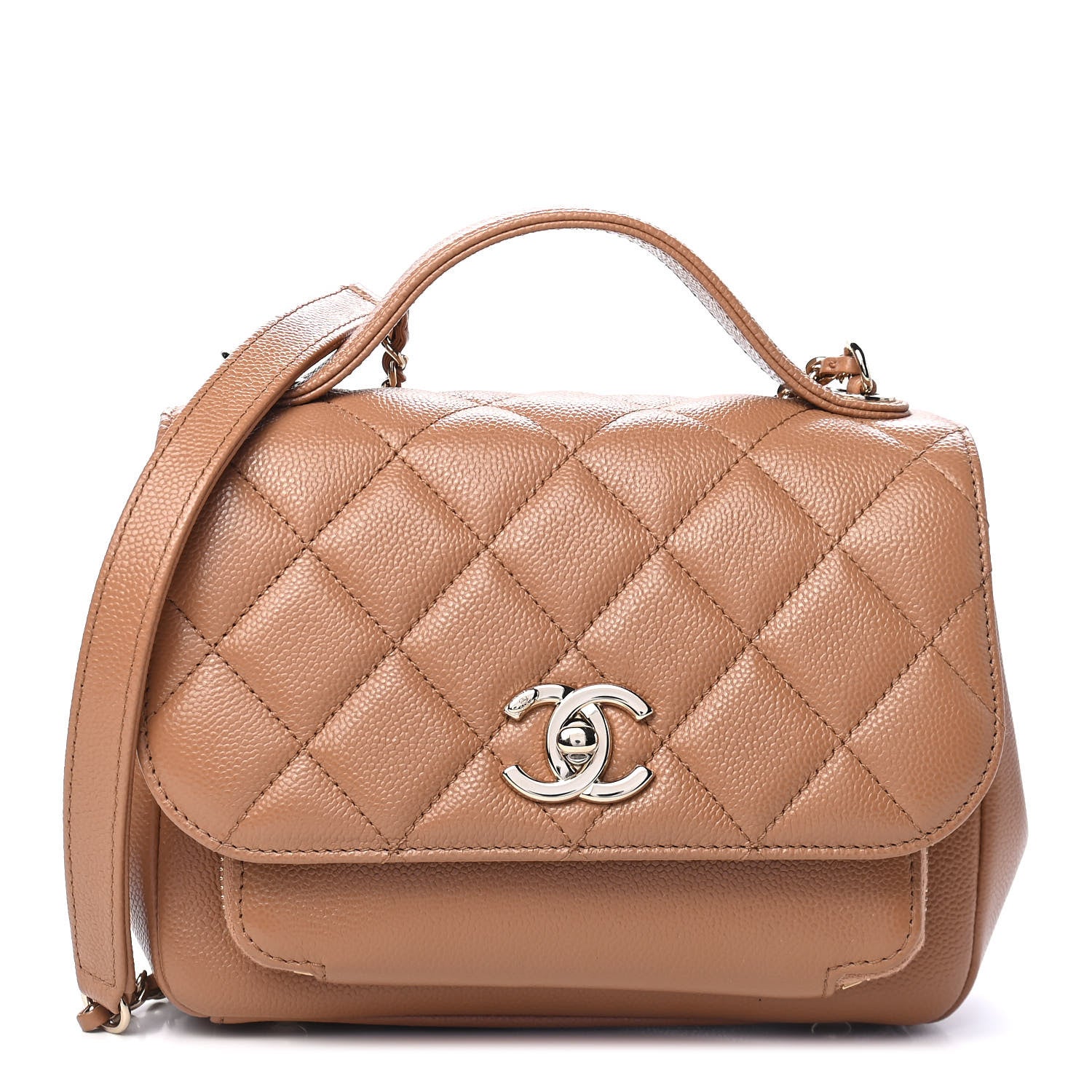 Chanel Caviar Quilted Small Business Affinity Flap Camel 1 of 9