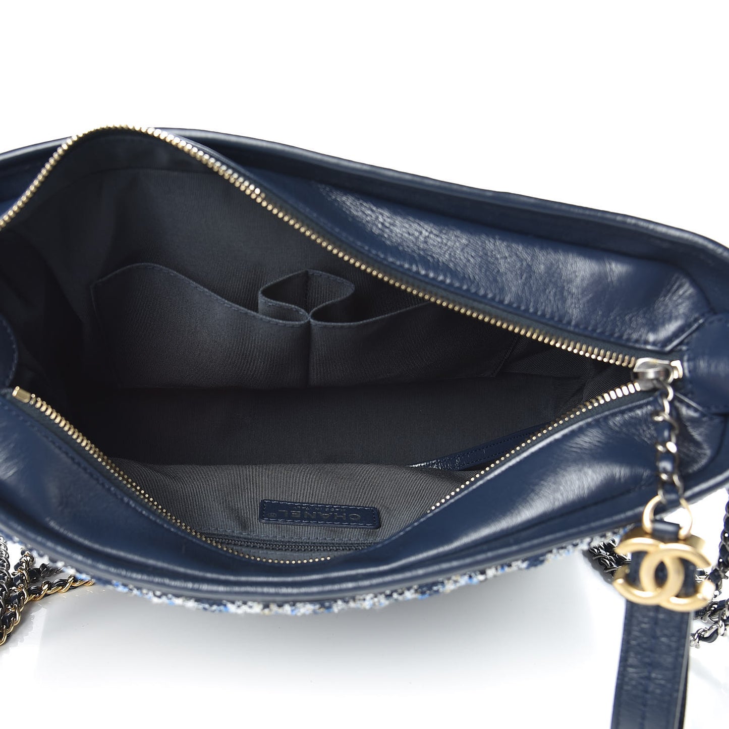 Tweed Calfskin Quilted Medium Gabrielle Hobo Navy