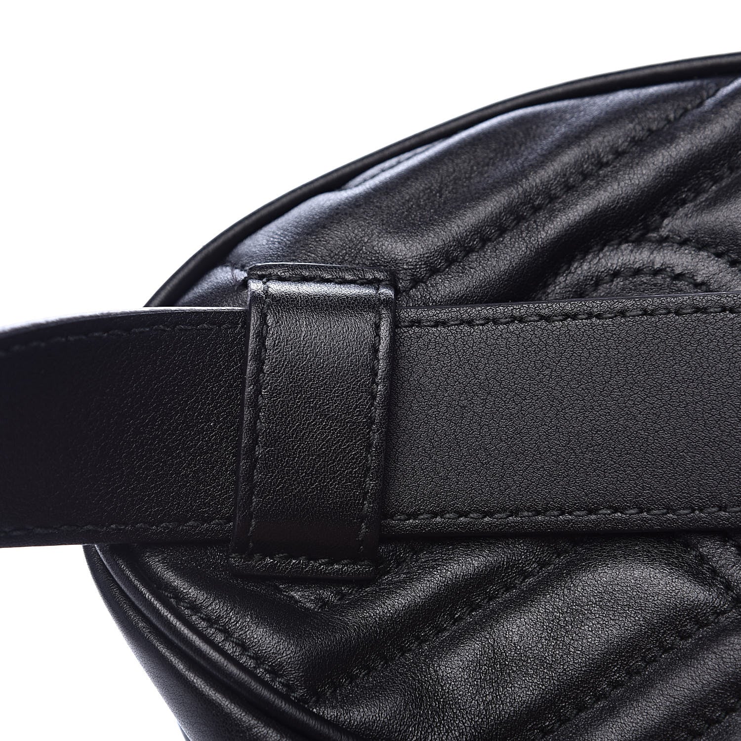 Gucci Calfskin Matelasse GG Marmont Belt Bag 85 34 Black 10 of 14