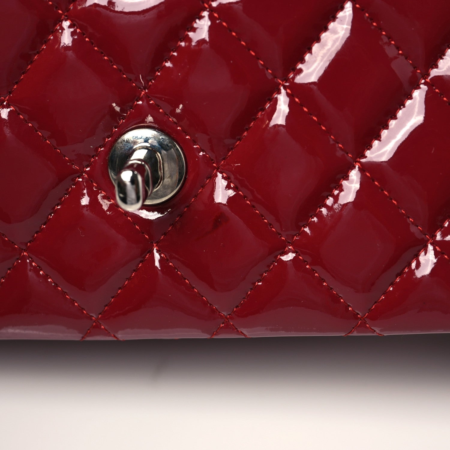 Chanel Patent Calfskin Quilted Medium Double Flap Dark Red 8 of 8
