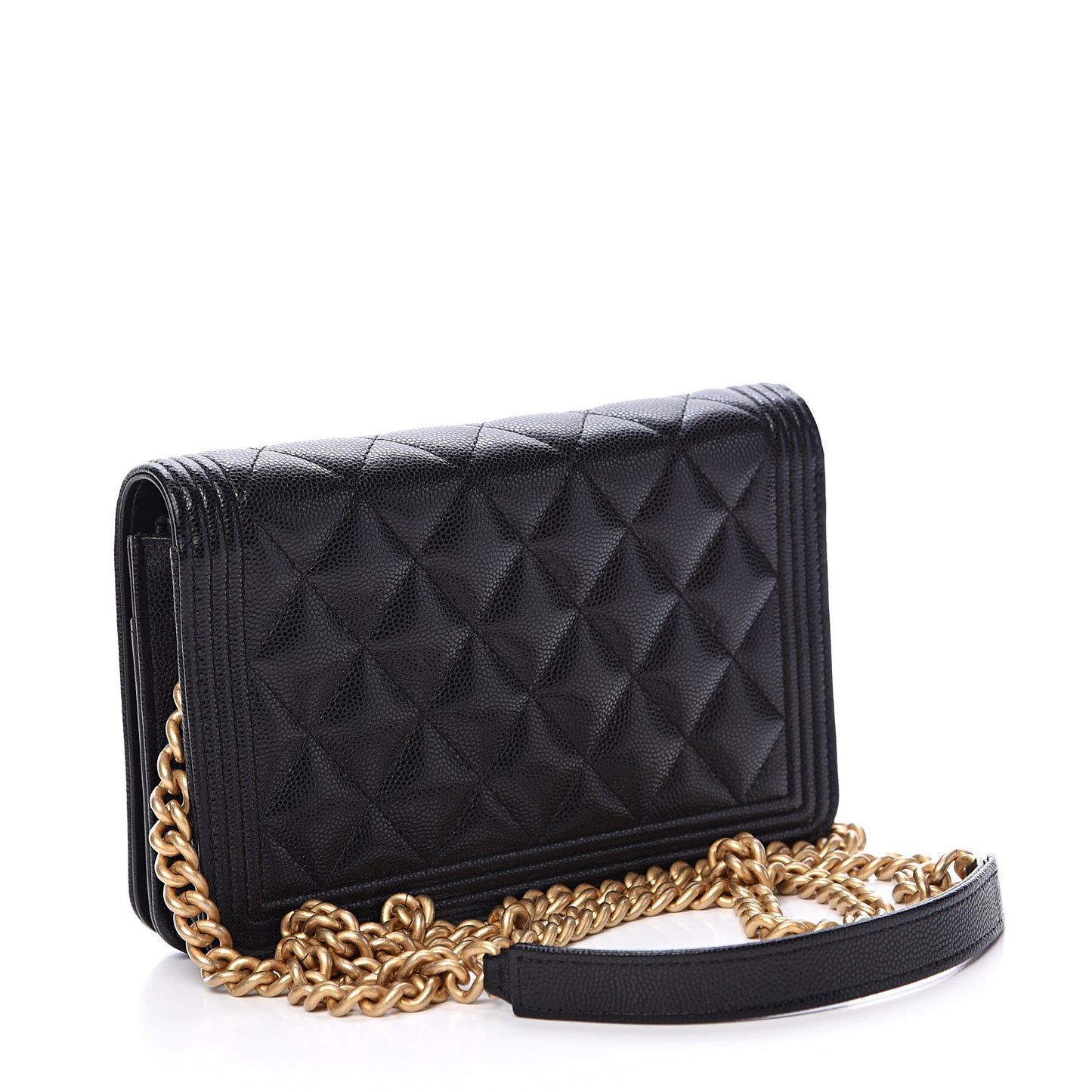 Caviar Quilted Boy Wallet On Chain WOC Black