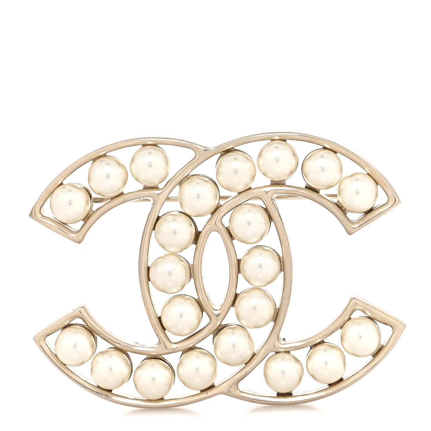 CC Pearl Brooch Pin Gold