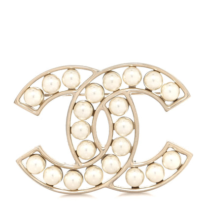 Chanel CC Pearl Brooch Pin Gold 1 of 4