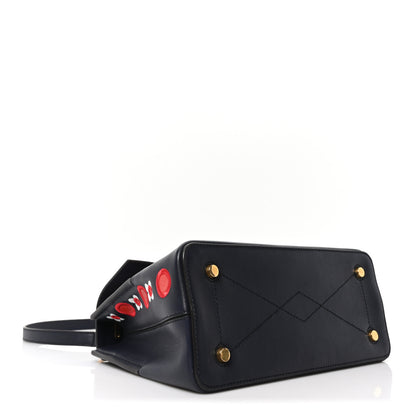 Mulberry Calfskin Embroidered Small Seaton Navy Red White 4 of 9