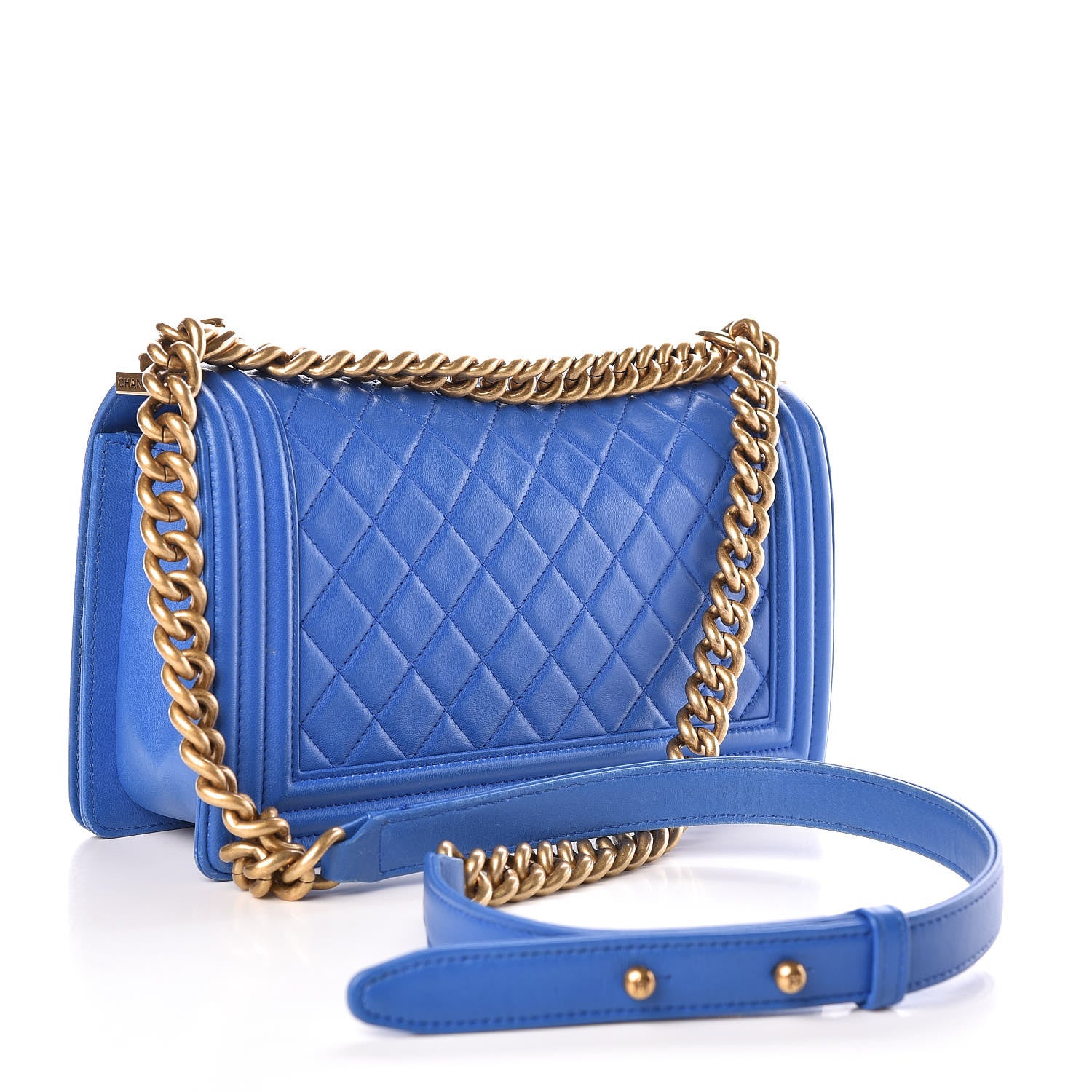 Chanel Lambskin Quilted Medium Boy Flap Blue 3 of 9