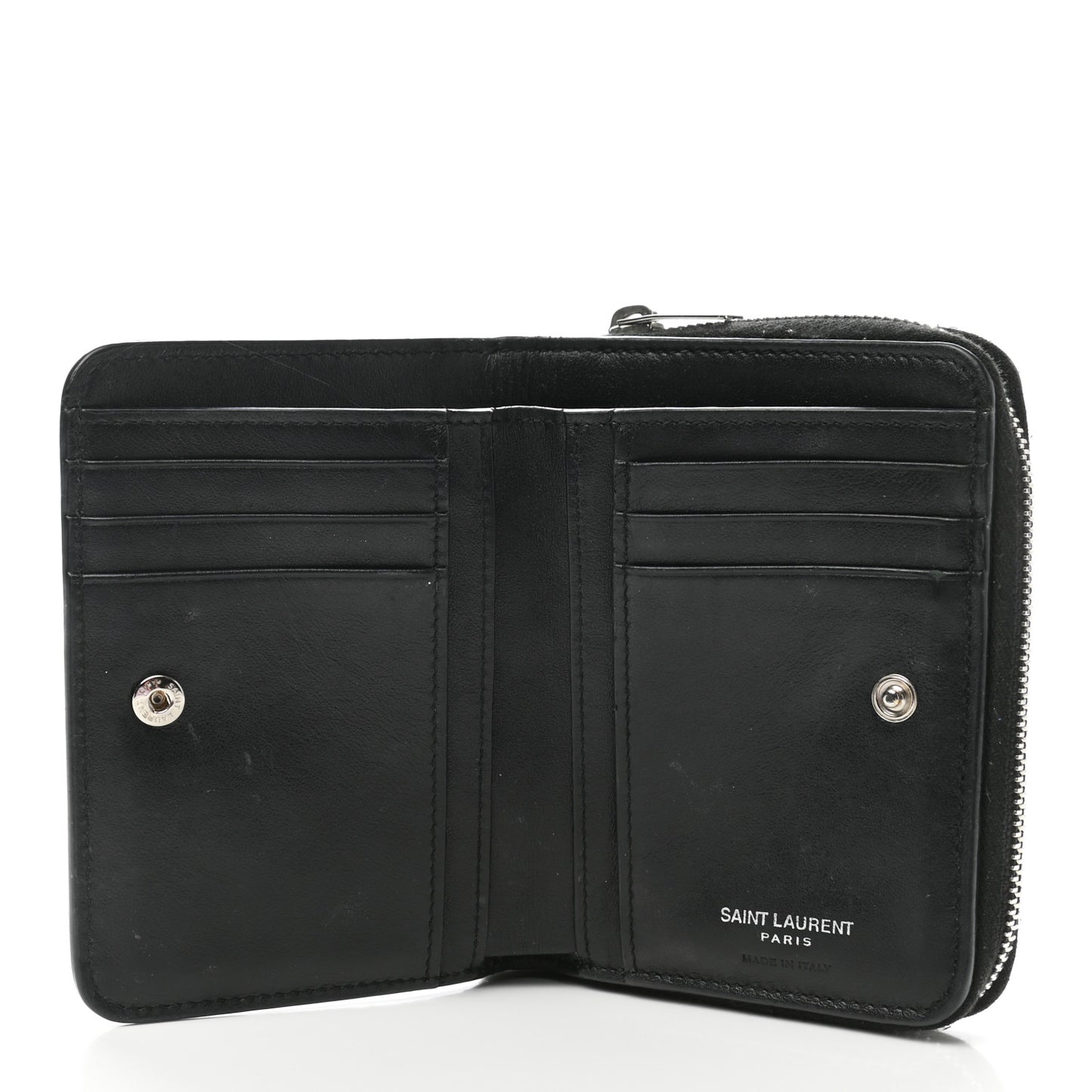 Calfskin Crocodile Embossed Monogram Compact Wallet Black