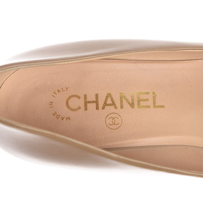 Chanel Lambskin Patent Cap Toe Pumps 37.5 Beige 8 of 14