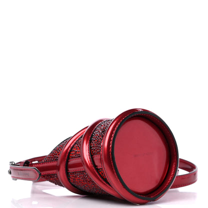 Alexander McQueen Metallic Calfskin Crystal Micro Curve Bucket Bag Red 4 of 11