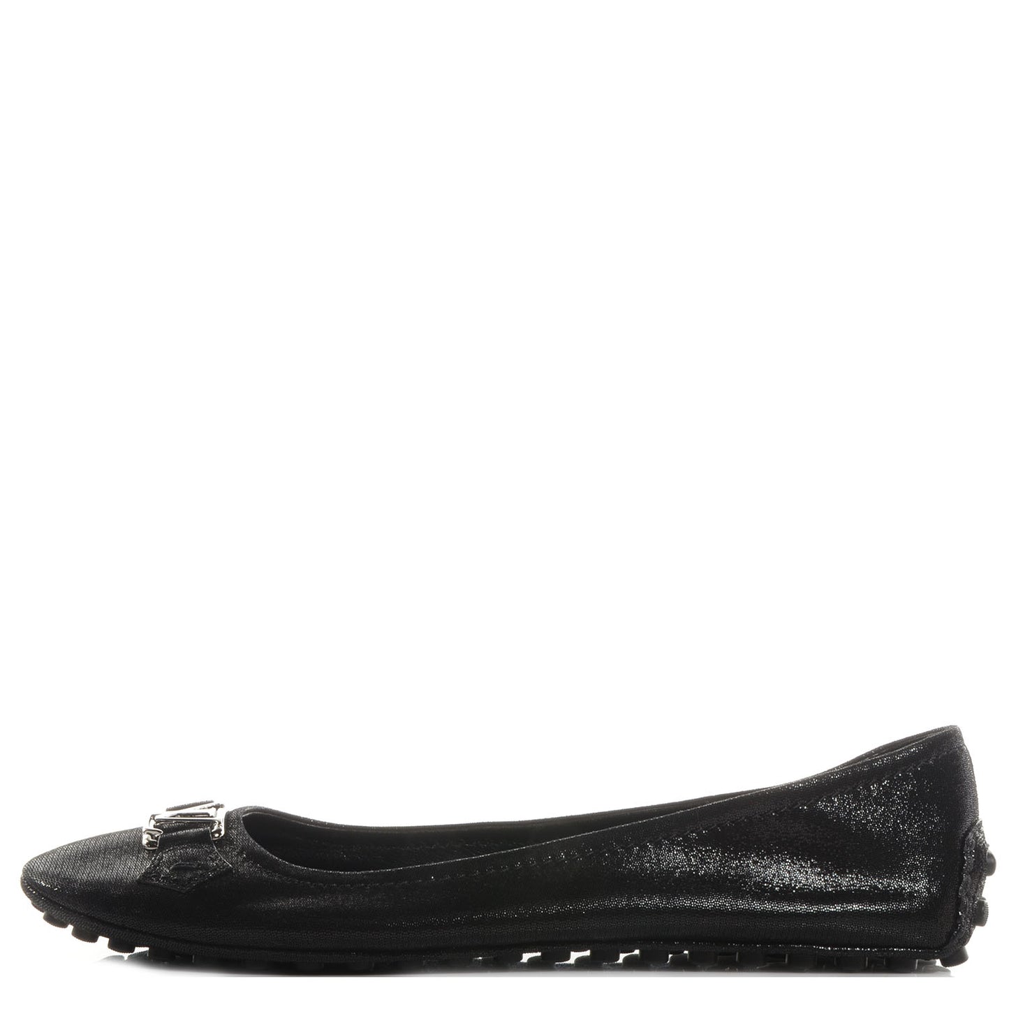 Iridescent Suede Oxford Ballerina Flats Black 42