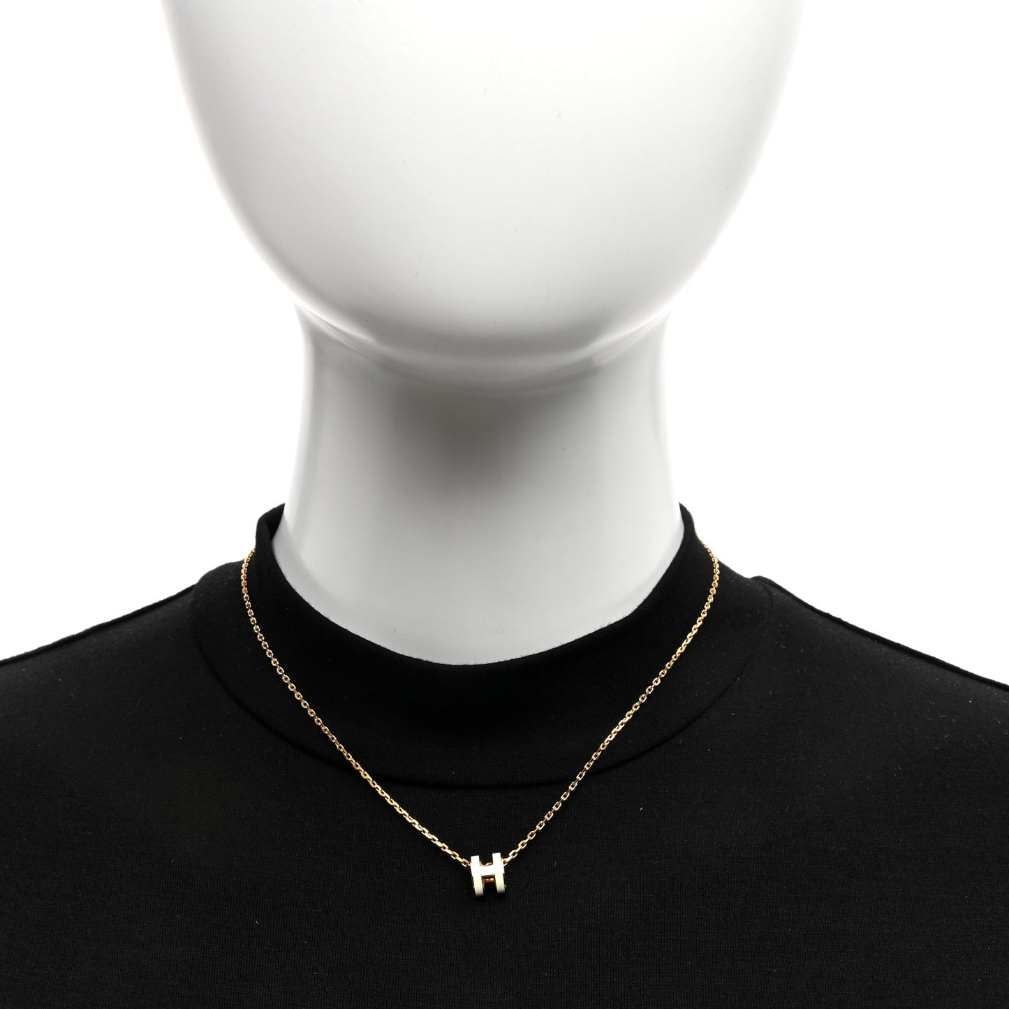 Lacquered Gold Mini Pop H Pendant Necklace White