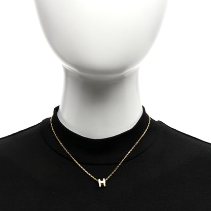 Hermes Lacquered Gold Mini Pop H Pendant Necklace White 2 of 6
