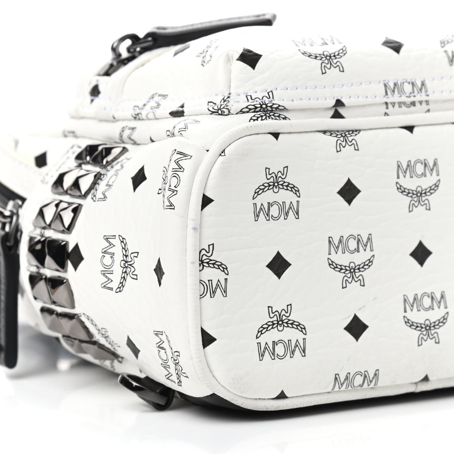 MCM Visetos Side Stud X-Mini Stark Bebe Boo Backpack White 7 of 10