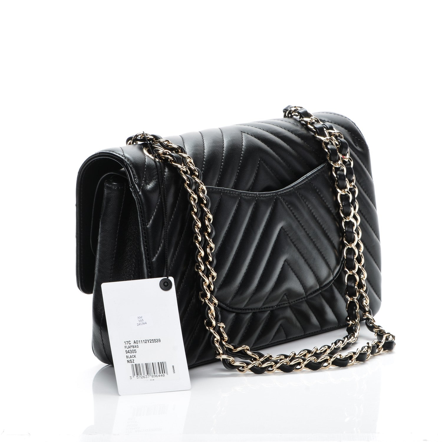 Chanel Lambskin Chevron Quilted Medium Double Flap Black 3 of 7