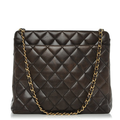 Chanel Lambskin Quilted Tote Brown 1 of 8