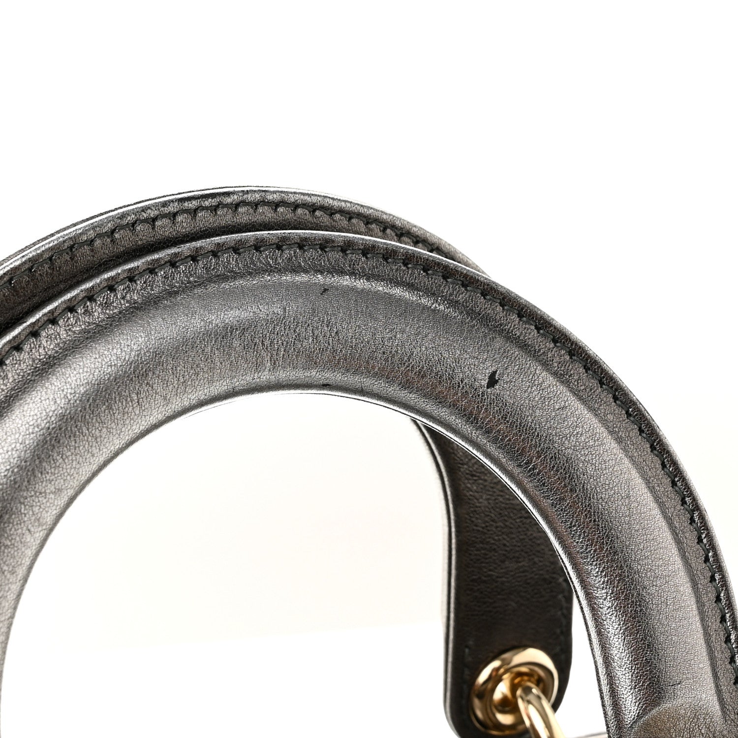 Christian Dior Metallic Grained Calfskin Cannage Small Lady Dior Gunmetal 11 of 11