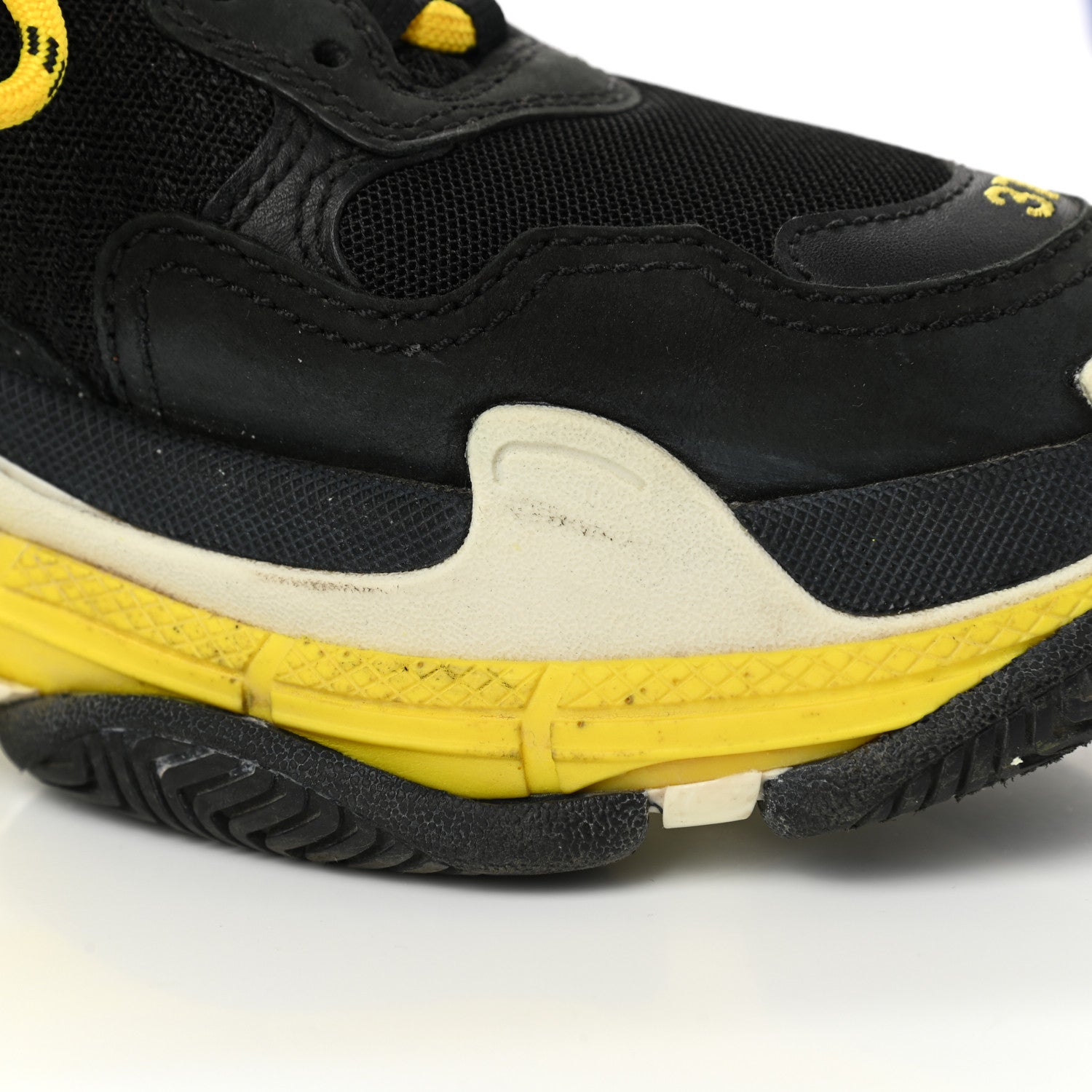 Balenciaga Fabric Mesh Womens Triple S Sneakers 37 Black Yellow 14 of 15