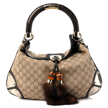 Gucci Monogram Mink Indy Small Top Handle Bag Metallic 1 of 13