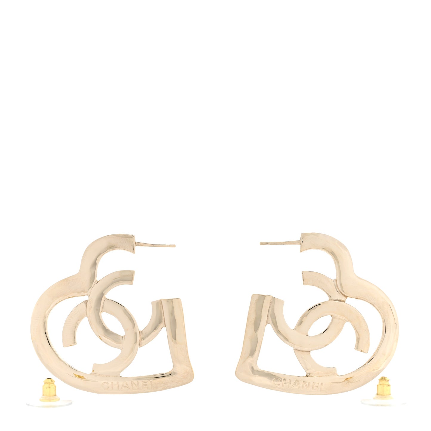 Metal CC Heart Coco In Love Hoop Earrings Gold
